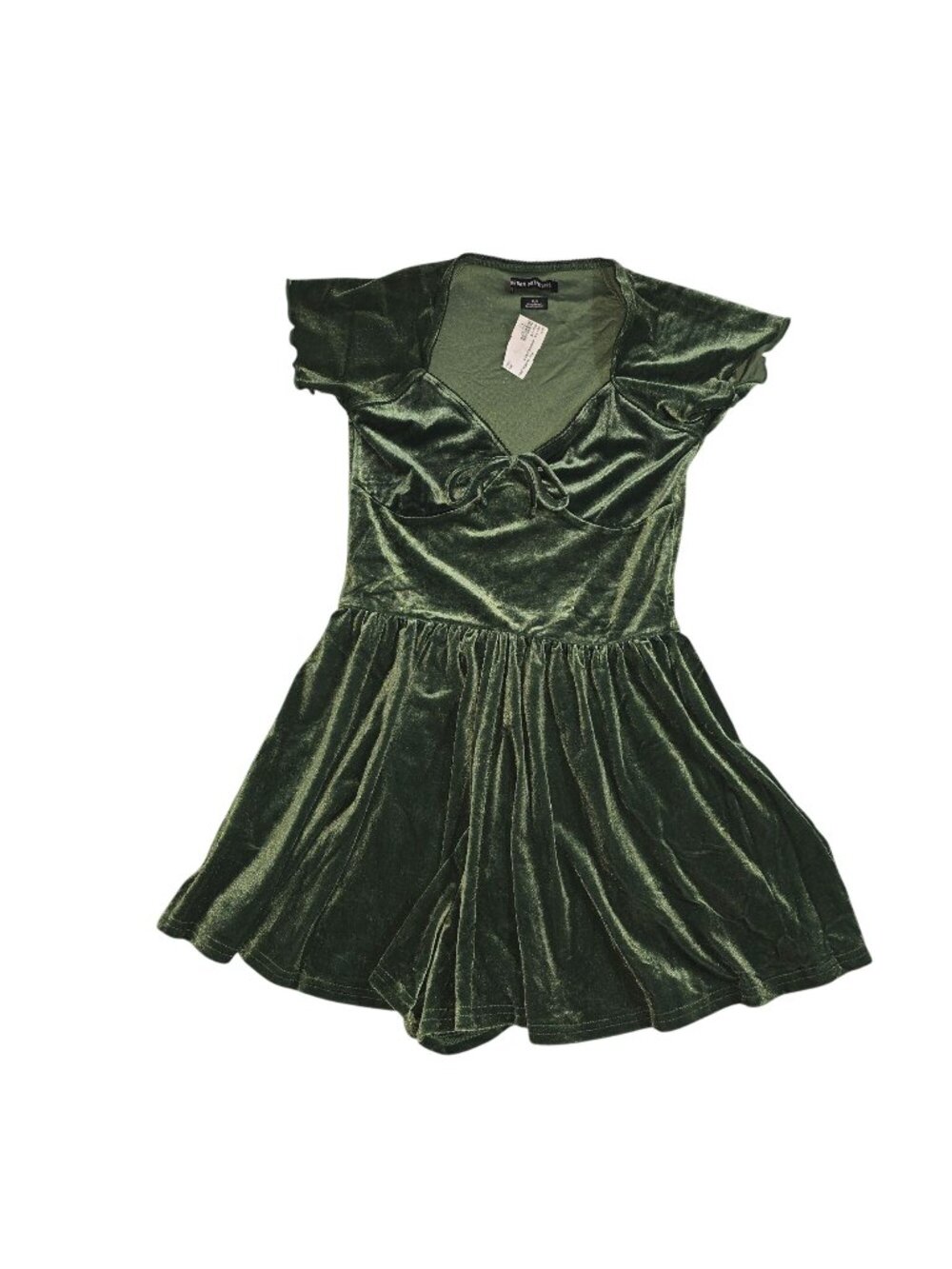 Urban Outfitters Green Velvet Short Sleeve Romper Size M